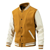 Men's Casual Slim Thin Cotton Wool Colorblock Baseball Jacket 39620548M