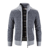 Men's Casual Fleece Thickened Contrast Knitted Cardigan 01661113M