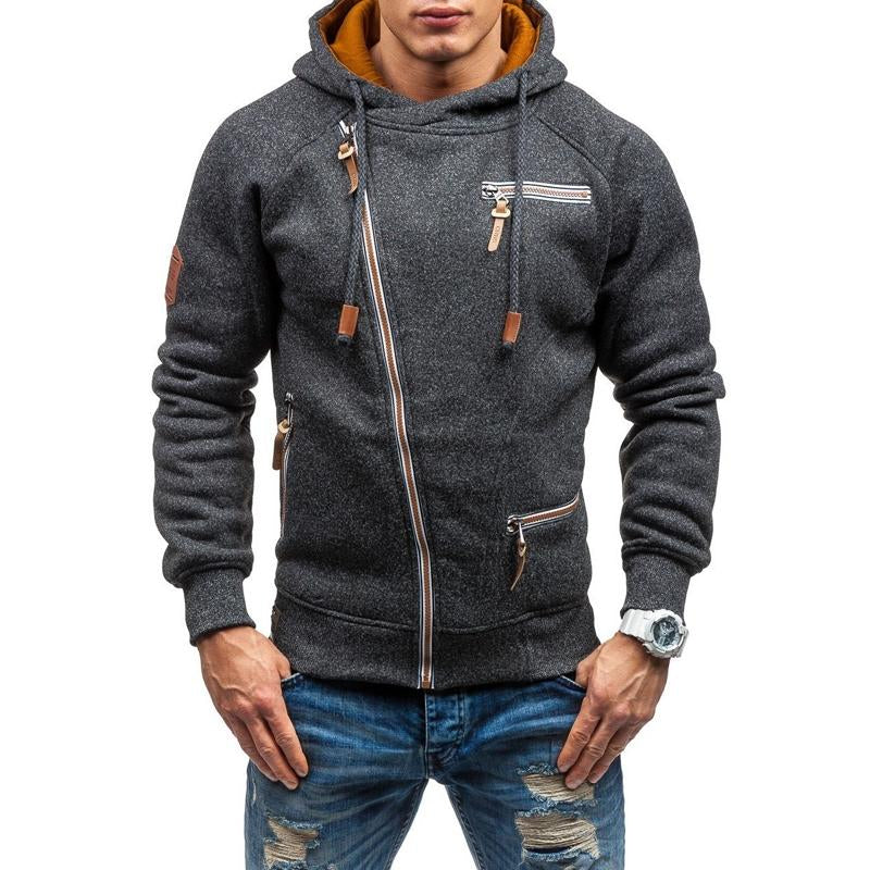 Men's Side Zip Pocket Hoodie Jackets 92087521X