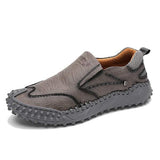 Mens Retro Slip-On Leather Shoes 72615625 Grey / 6 Shoes