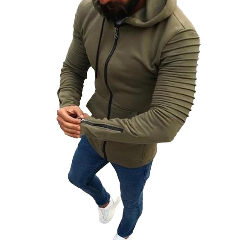 Men's Pleated Long Sleeve Hoodie 76067023X