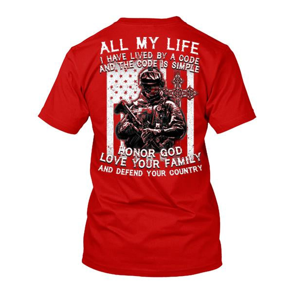 Tribute To Veterans Crew Neck T-Shirt Ack Print81271560X / Red S Shirts & Tops