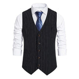 Mens Single-Breasted Striped Suit Vest 57502558M Black / S Vests