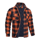 Men's Casual Long Sleeve Lapel Plaid Padded Shirt Jacket 14346889M