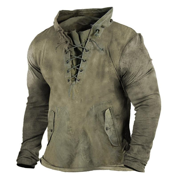 Men's Vintage Outdoor Hooded Long Sleeve T-Shirt 02479404X