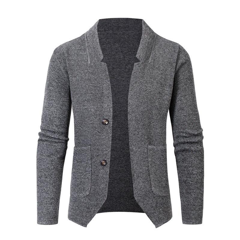 Men's Suit Collar Casual Long Sleeve Knit Cardigan 56117326M