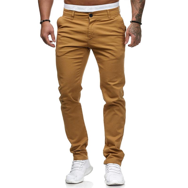 Pantalones casuales de corte ajustado de color sólido para hombre 43253681M