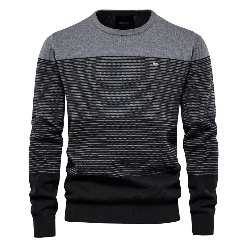 Men's Vintage Crew Neck Striped Knit Sweater 31690461X