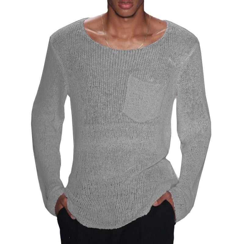 Men's Casual Thin Long Sleeve Pocket Knitted Sweater 82174528M