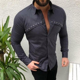 Men's Casual Plain Long Sleeve Shirt 75796591Y