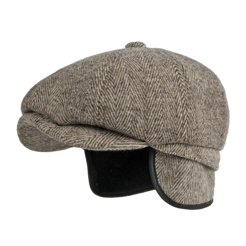 Men's British Vintage Wool Warm Earmuff Beret 36085431M