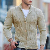 Men's Vintage Lapel Button Slim Fit Knit Cardigan 44790651M