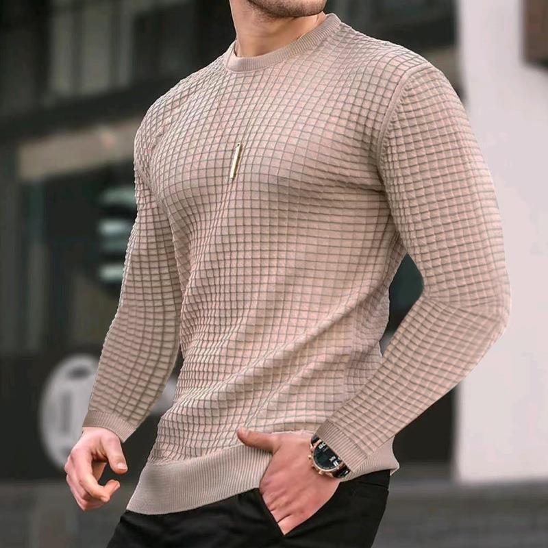 Men's Casual Round Neck Slim Long Sleeve Pullover Knitwear 99012097M