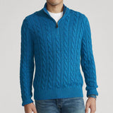 Men's Casual Solid Color Zip Knit Sweater 23009218Y