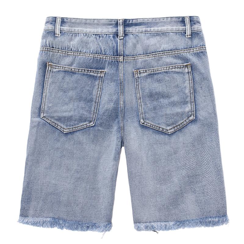 Men's Vintage Fashion Ripped Denim Shorts 68480597Y