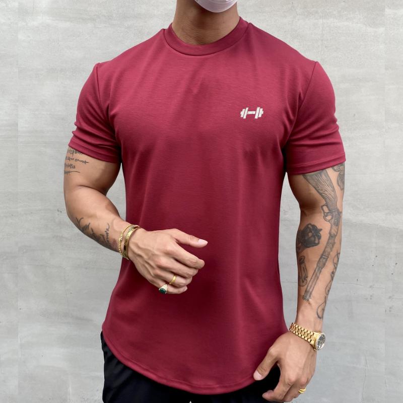 Men's Round Neck Solid Color Sports T-Shirt 21334021X