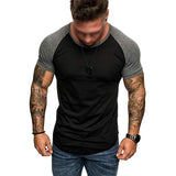Men's Casual Color Contrasting Raglan Sleeve T-Shirt 94645084M