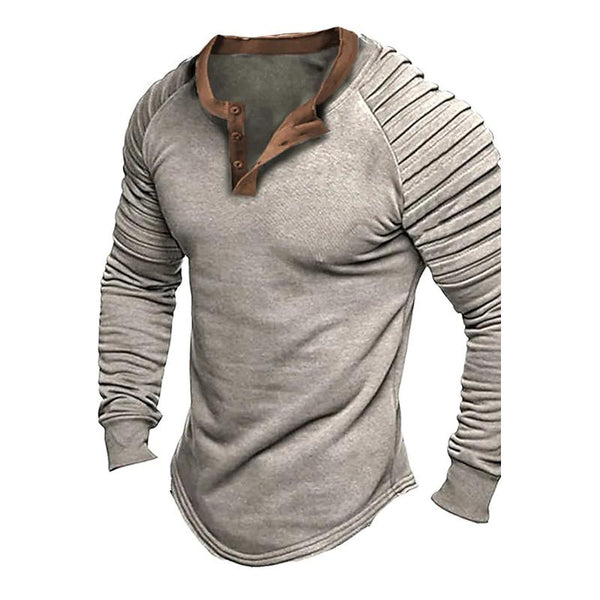 Men's Solid Color Long Sleeve Henley Shirt 0344252X
