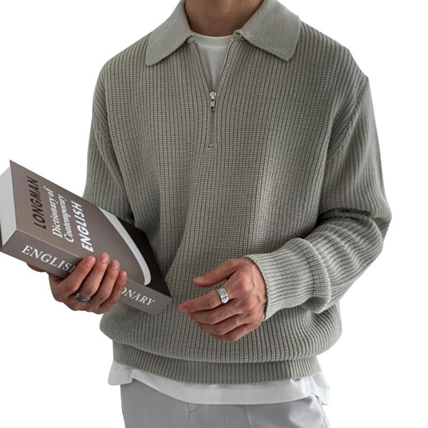 Men's Casual Zipper Polo Neck Sweater 24846066Y