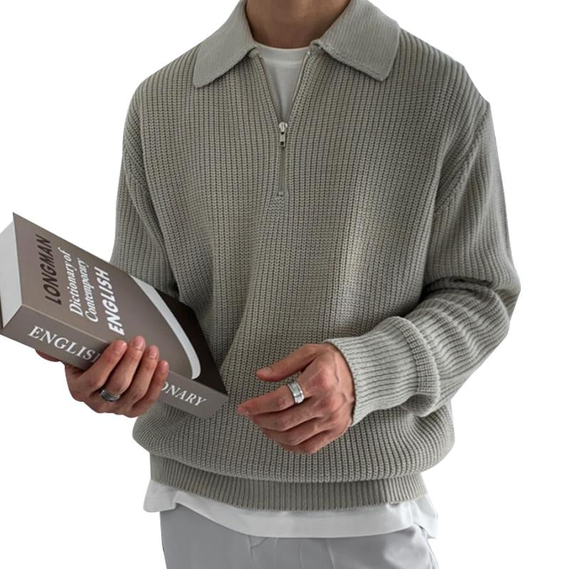 Men's Casual Zipper Polo Neck Sweater 24846066Y