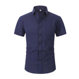 Men's Simple Linen Lightweight Breathable Solid Color Shirt 72044745X