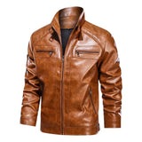 Men's PU Leather Outdoor Zipper Jacket 16709098X
