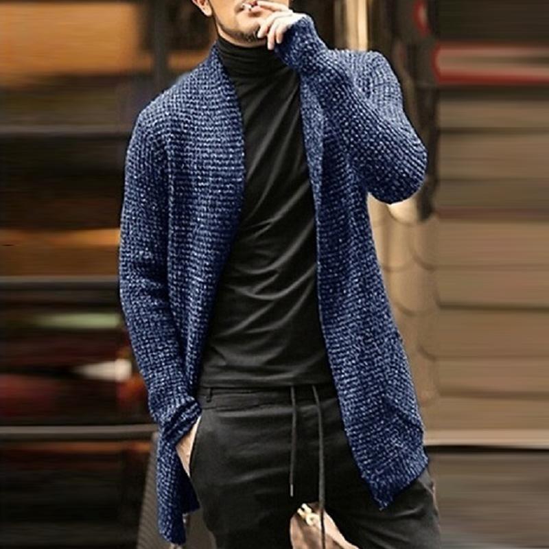 Men's Casual Loose Mixed Color Knit Long Sleeve Cardigan 67897583M