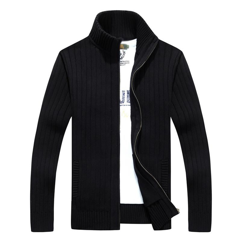 Men's Casual Stand Collar ZIpper Cotton Knit Jacket 46389690M