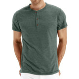 Men's Solid Color Henley Short Sleeve 32885831X