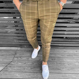 Men's Business Casual Plaid Trousers 36541177Y