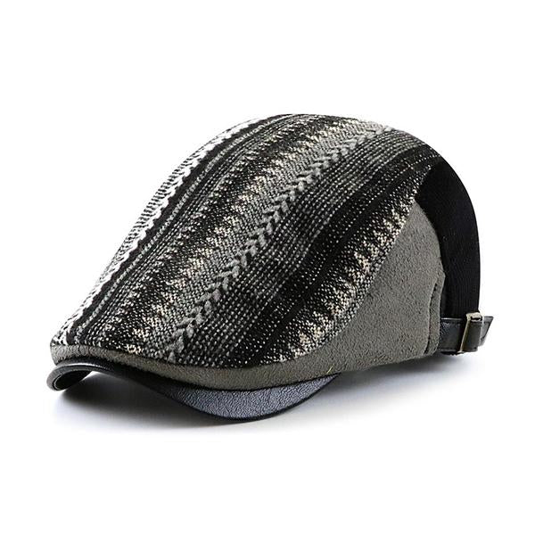 Vintage Panelled Leather Hat 67535293X Black Hats