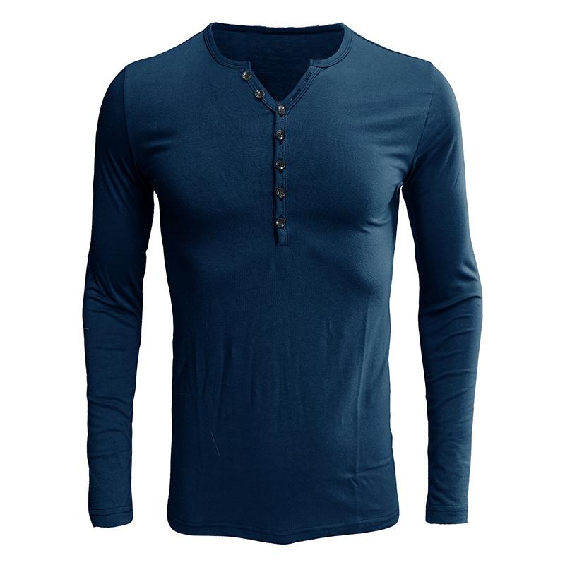 Men's Henley Collar Long Sleeve T-shirt 53006265Z