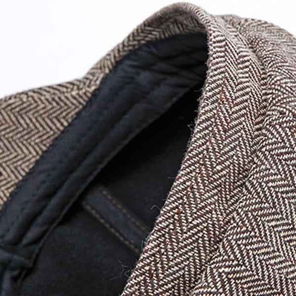 Men's British Vintage Herringbone Octagon Beret 27874947M