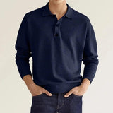 Men's Solid Lapel Long Sleeve Polo T-Shirt 72727356Y