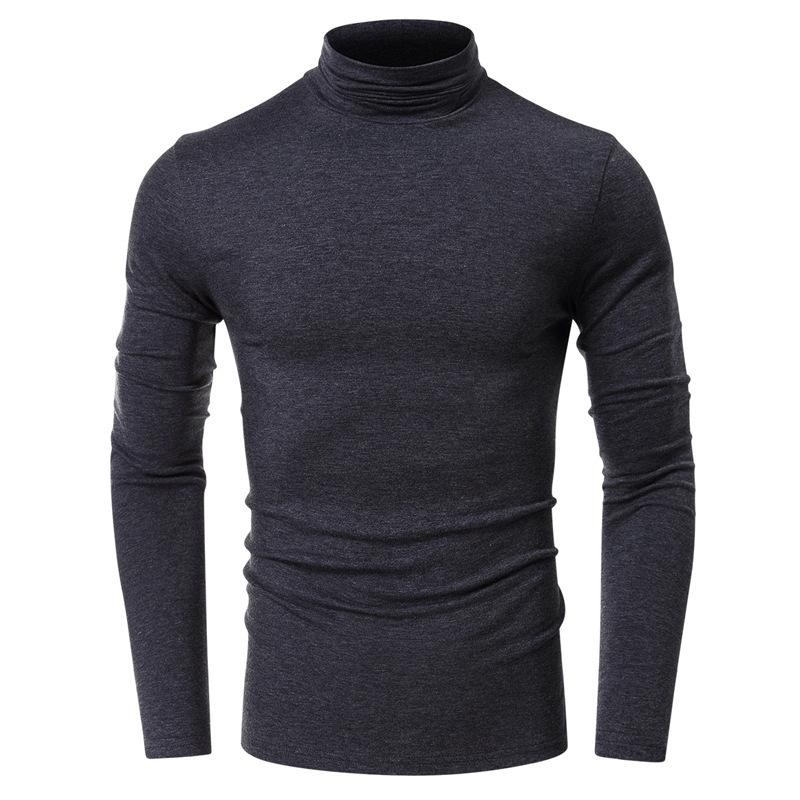 Men's Casual Turtleneck Solid Color T-Shirt 05847555M