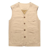 Mens Casual Solid Color V-Neck Thin Vest 21460241M Beige / S Vests