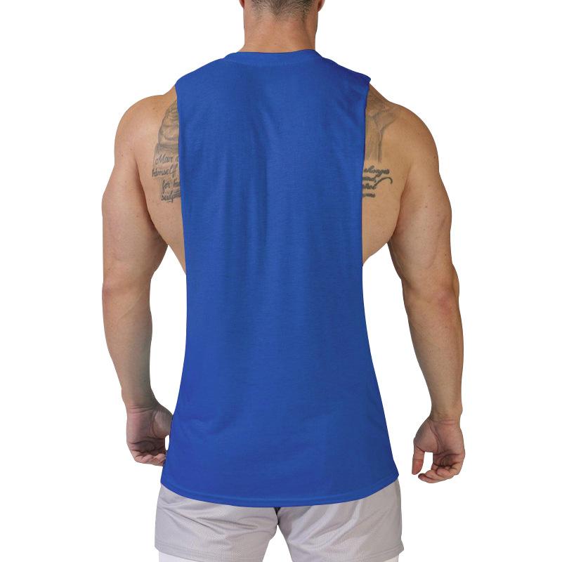 Men's Loose Solid Large Side Slit Sports Fitness Tank Top 23142265Z