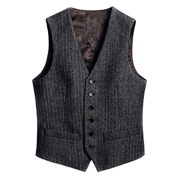 Men's Retro Warm Wool Herringbone Vest 37310949M