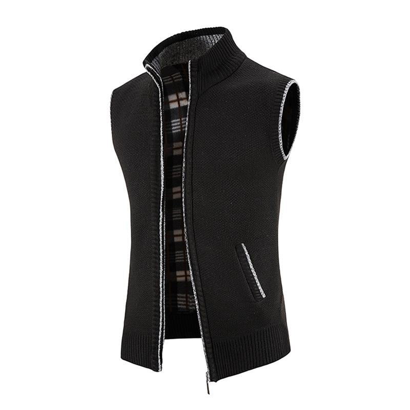 Men's Casual Stand Collar Zipper Knitted Vest 07947834M