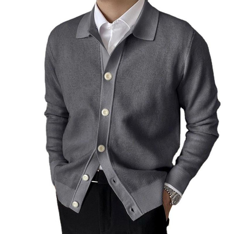 Men's Casual Lapel Single Breasted Knit Cardigan 60143832M