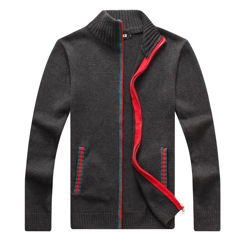 Men's Contrasting Zipper Stand Collar Jacket 89139621X