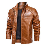 Men's PU Leather Outdoor Zipper Jacket 16709098X