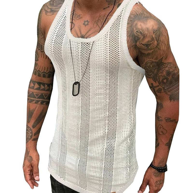 Men's Sleeveless Mesh Cutout Sports Vest 84483060X