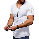 Men's Casual Solid Color V-Neck Short-Sleeved T-Shirt 11405190Y
