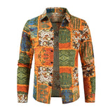 Men's Casual Vintage Print Long Sleeve Shirt 46234697Y