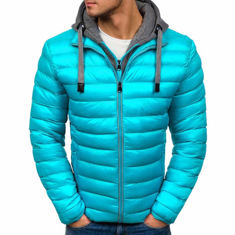 Men's Solid Color Hooded Fake Two-Piece Jacket 11986211X