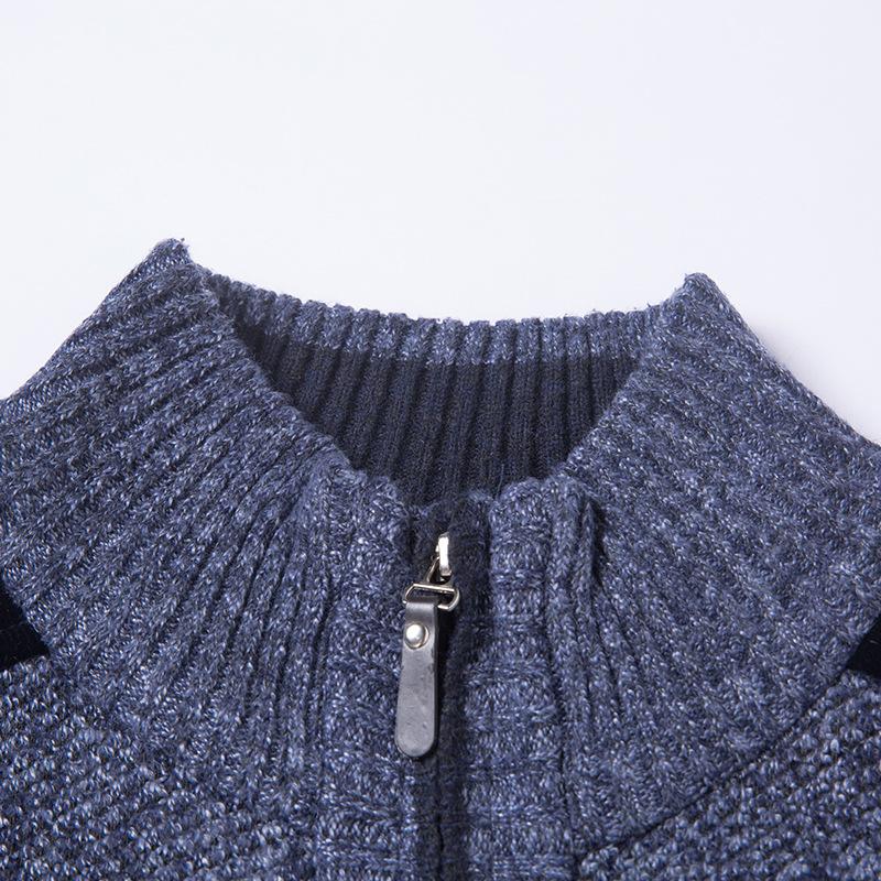 Men's Casual Stand Collar Contrast Color Zipper Knit Cardigan 66474448M