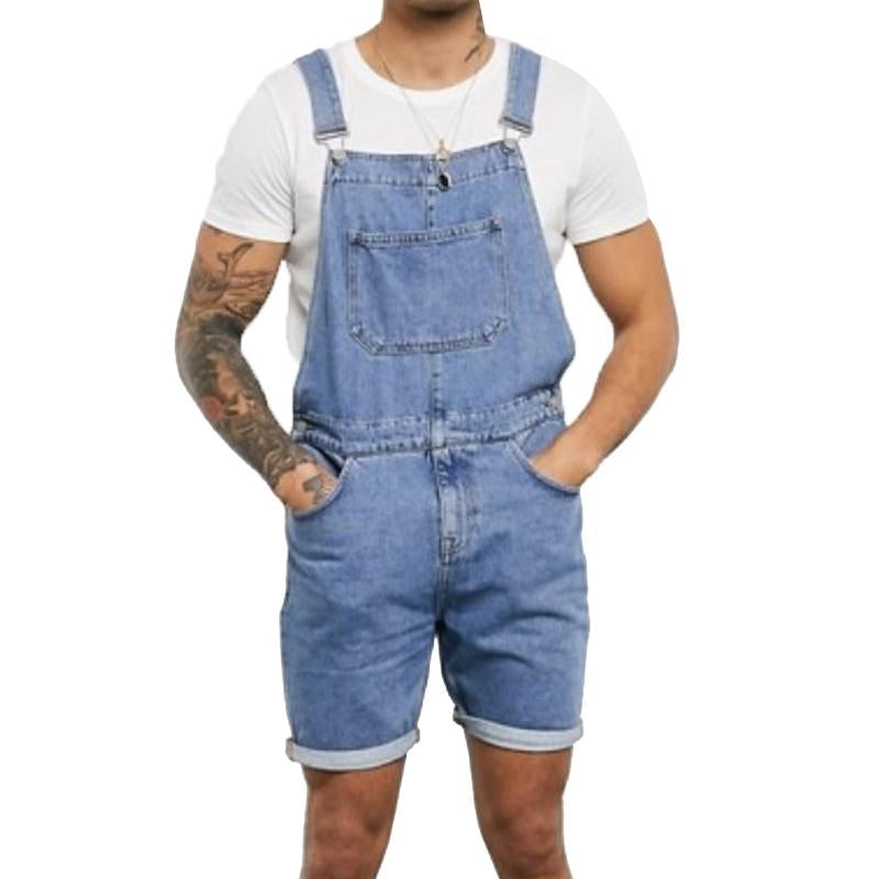 Men's Casual Vintage Denim Shorts Overalls 70861382Y