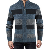 Men's Colorblock Stand Collar Cardigan Knit Jacket 13151620X