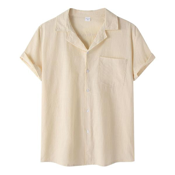 Men's Casual Thin Cotton Linen Short Sleeve Shirt 56599850M